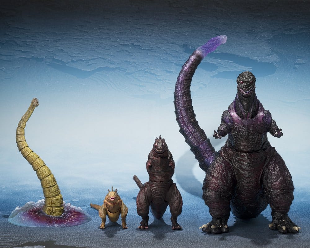 Godzilla 2016 S.H.MonsterArts Actionfiguren 3er-Pack The Second Form, Thrid Form, Giant Unidentified Creature Set