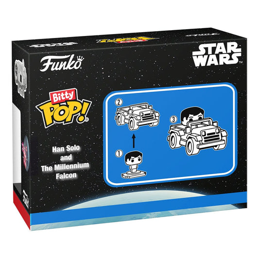 Star Wars Bitty POP! Rides Vinyl Figur Display Han Solo w/Millenium Falcon 2,5 cm
