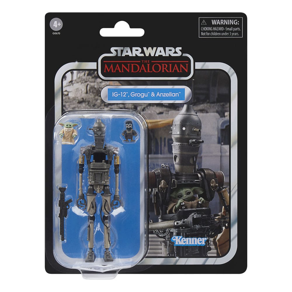 Star Wars: The Mandalorian Vintage Collection Actionfiguren 3er-Pack IG-12, Grogu & Anzellan 10 cm