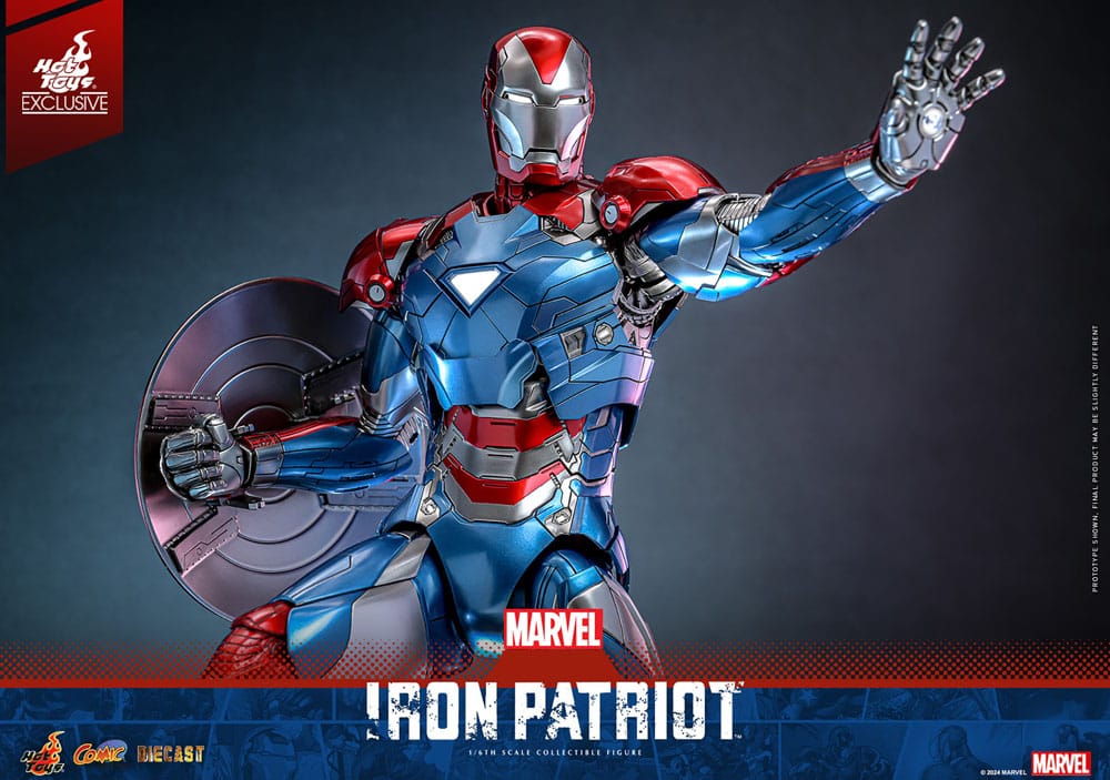 Marvel Comic Diecast Masterpiece Actionfigur 1/6 Iron Patriot Hot Toys Exclusive 32 cm