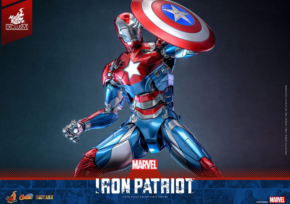 Marvel Comic Diecast Masterpiece Actionfigur 1/6 Iron Patriot Hot Toys Exclusive 32 cm