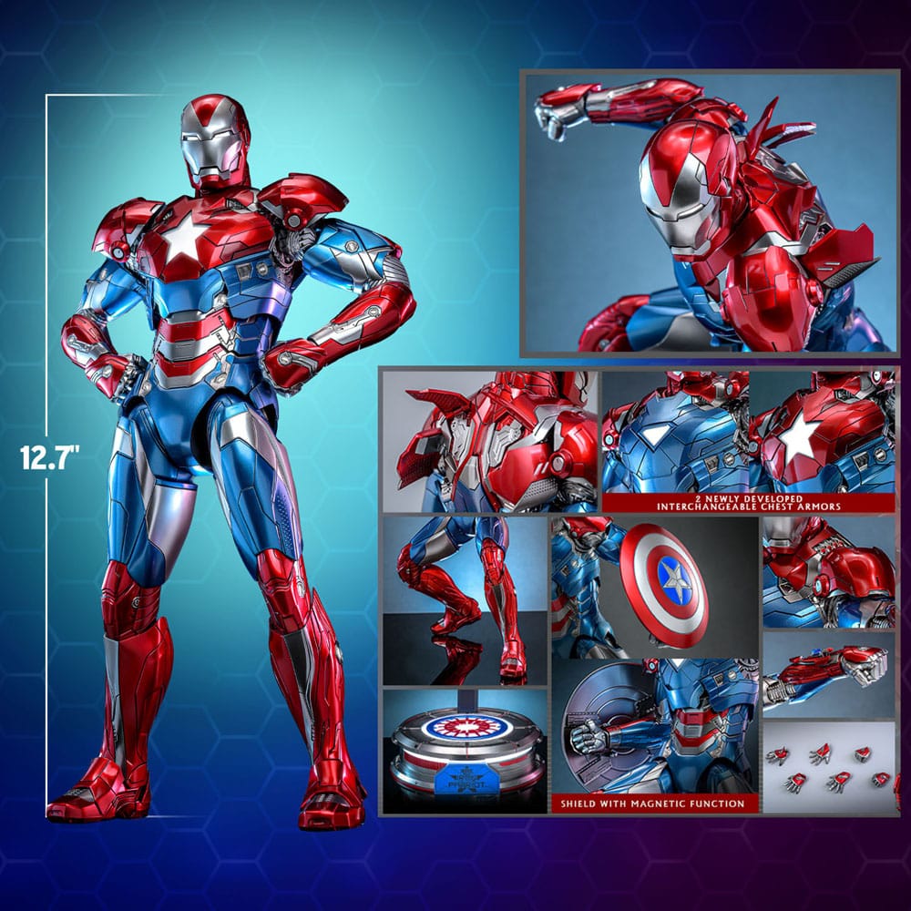 Marvel Comic Diecast Masterpiece Actionfigur 1/6 Iron Patriot Hot Toys Exclusive 32 cm