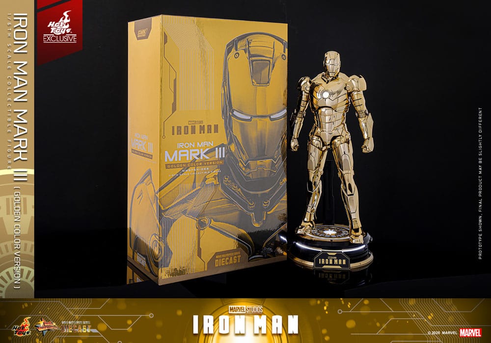 Iron Man Movie Masterpiece Diecast Actionfigur 1/6 Iron Man Mark III (Gold Color Version) Hot Toys Exclusive 33 cm