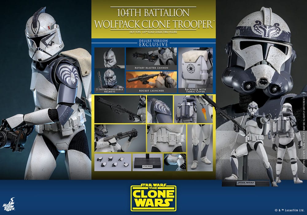 Star Wars The Clone Wars Actionfigur 1/6 104th Battalion Wolfpack Clone Trooper Deluxe Version 30 cm