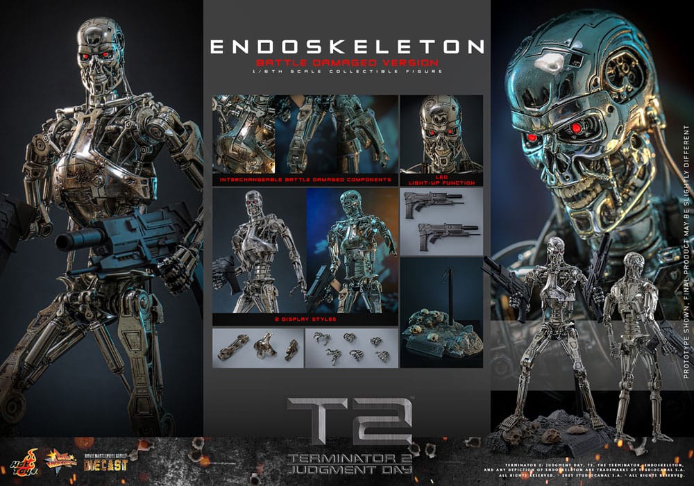 Terminator 2 Movie Masterpiece Die-cast Actionfigur 1/6 Endoskelett (Battle Damaged Version) 31 cm