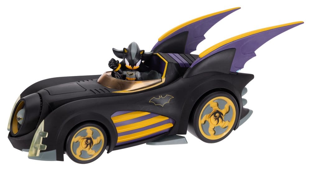 DC x Sonic - The Hedgehog Actionfigur mit Fahrzeug Shadow Batman & Batmobile 6 cm