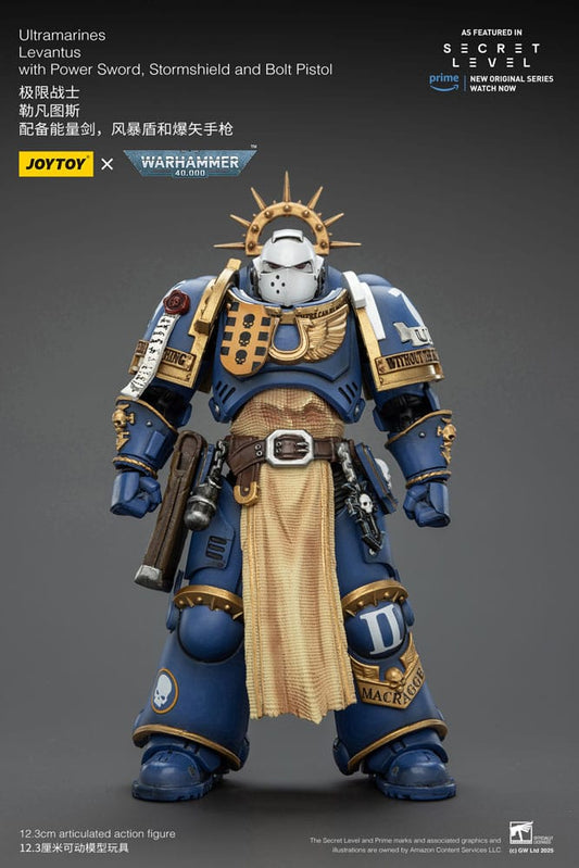 Warhammer 40,000 Actionfigur Ultramarines Levantus with Power Sword, Stormshield and Bolt Pistol 13 cm