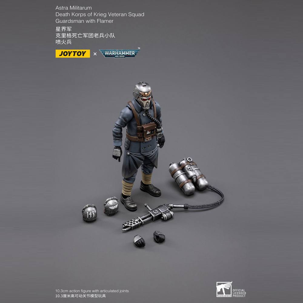 Warhammer 40k Actionfigur 1/18 Death Korps of Krieg Veteran Squad Guardsman with Flamer 10 cm