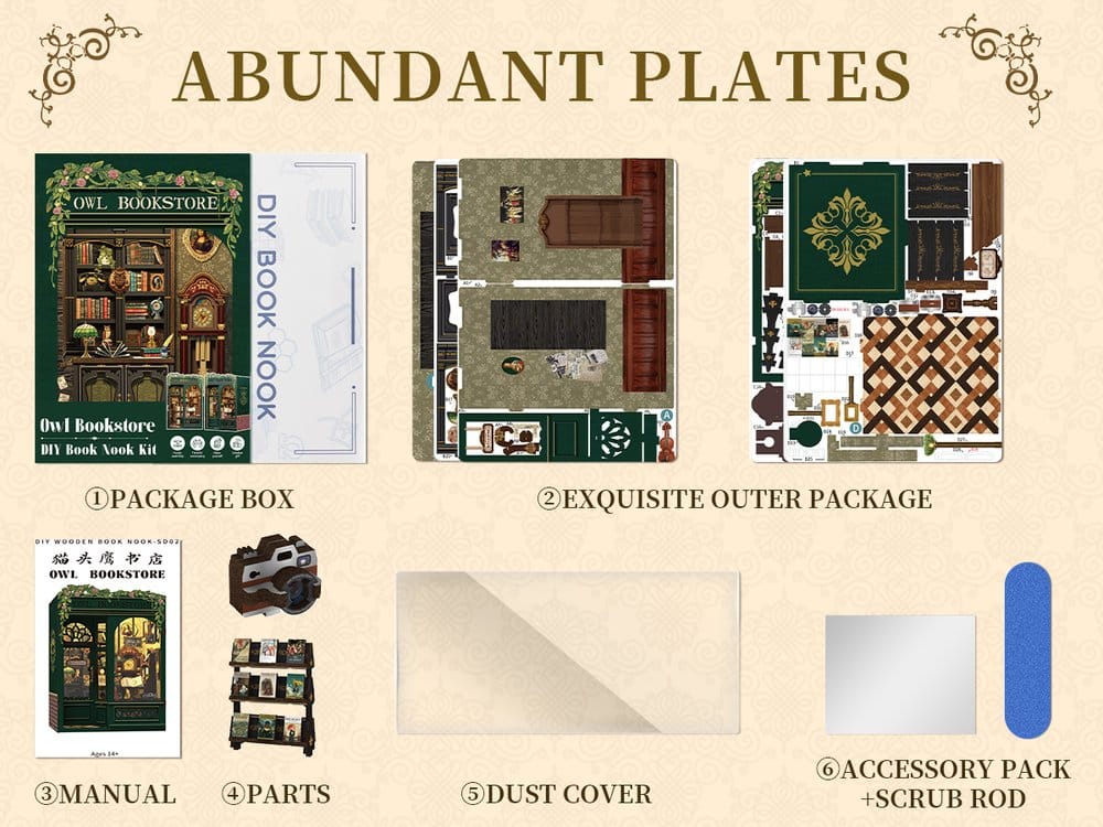 Book Nook Owl Bookstore 17 x 12 cm