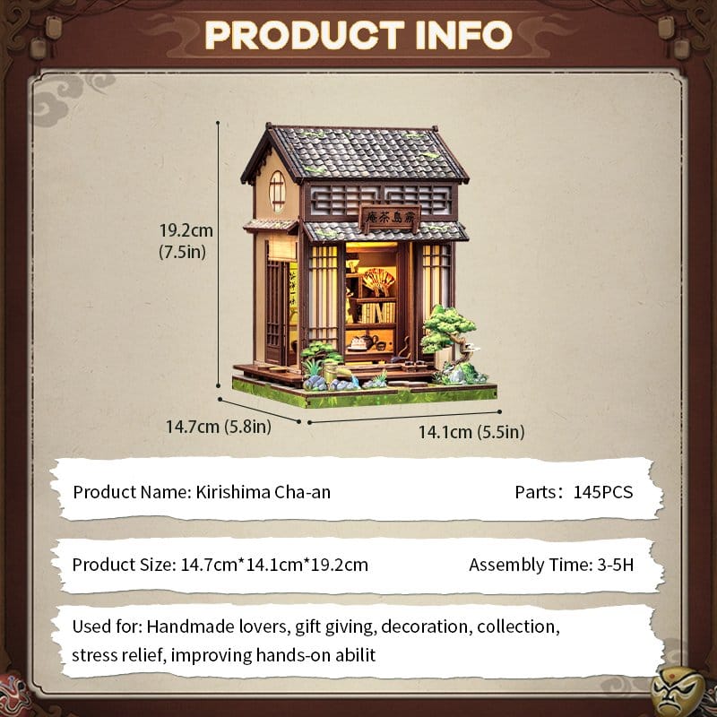 Miniature House Model Kit Kirishima Cha-an 19 x 14 cm