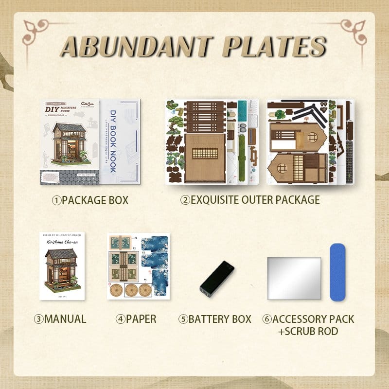 Miniature House Model Kit Kirishima Cha-an 19 x 14 cm