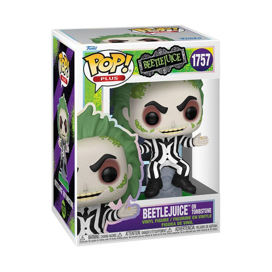 Beetlejuice POP! Plus Movies Vinyl Figur Beetlejuice w/tombstone 9 cm