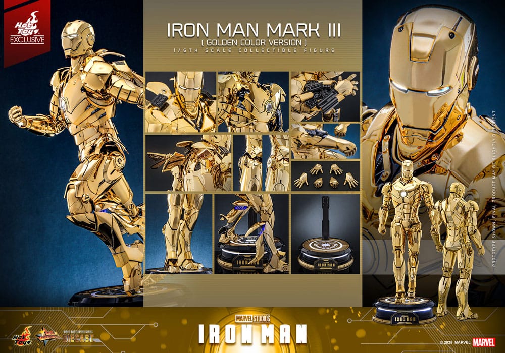 Iron Man Movie Masterpiece Diecast Actionfigur 1/6 Iron Man Mark III (Gold Color Version) Hot Toys Exclusive 33 cm