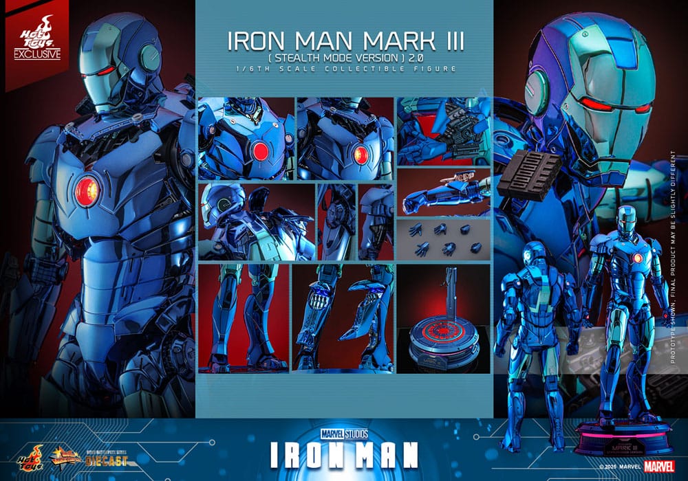 Iron Man Movie Masterpiece Diecast Actionfigur 1/6 Iron Man Mark III (Stealth Mode Ver.) 2.0 Hot Toys Exclusive 33 cm