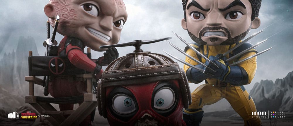 Deadpool & Wolverine Mini Co. PVC Figur Deadpool and Wolverine set Unmasked 14 cm