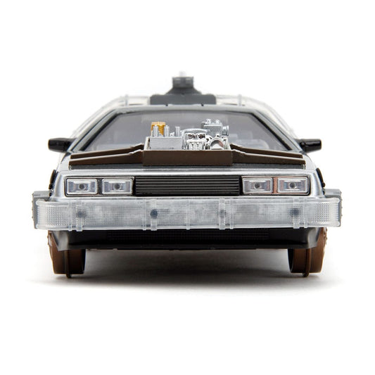 Zurück in die Zukunft III Hollywood Rides Diecast Modell 1/24 DeLorean Time Machine Railroad Wheels