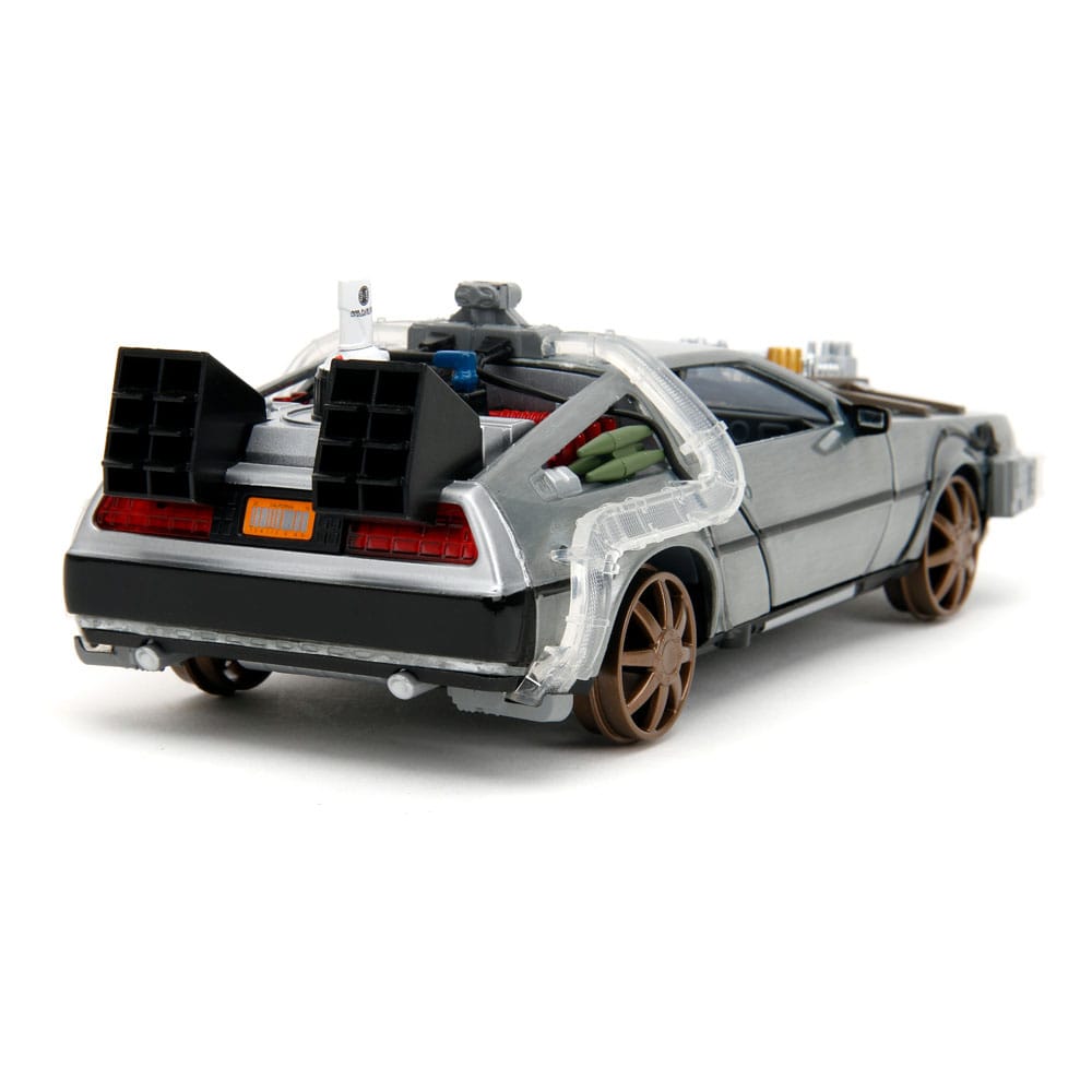 Zurück in die Zukunft III Hollywood Rides Diecast Modell 1/24 DeLorean Time Machine Railroad Wheels