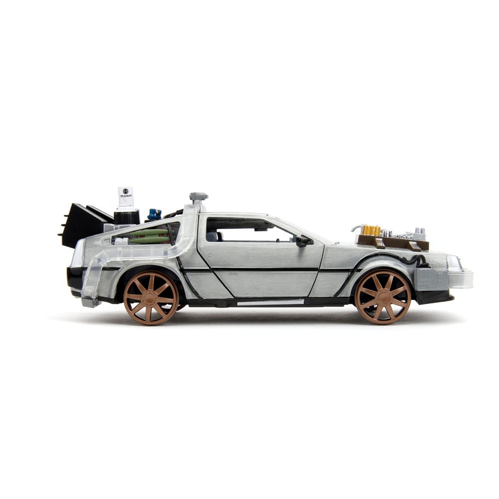 Zurück in die Zukunft III Hollywood Rides Diecast Modell 1/24 DeLorean Time Machine Railroad Wheels