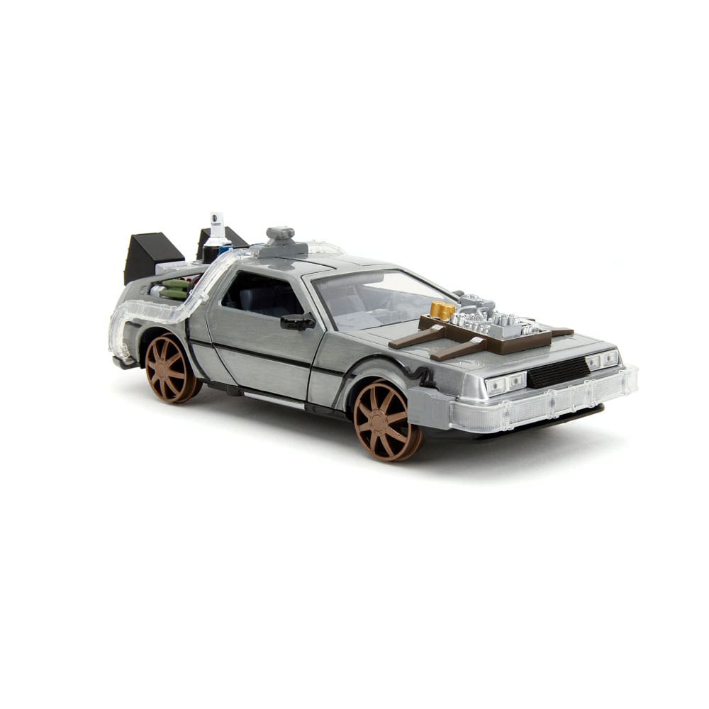 Zurück in die Zukunft III Hollywood Rides Diecast Modell 1/24 DeLorean Time Machine Railroad Wheels