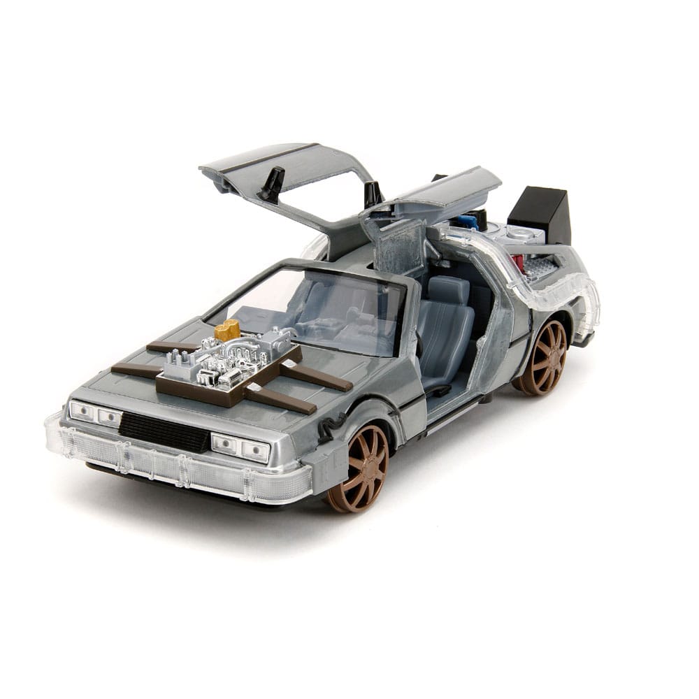 Zurück in die Zukunft III Hollywood Rides Diecast Modell 1/24 DeLorean Time Machine Railroad Wheels
