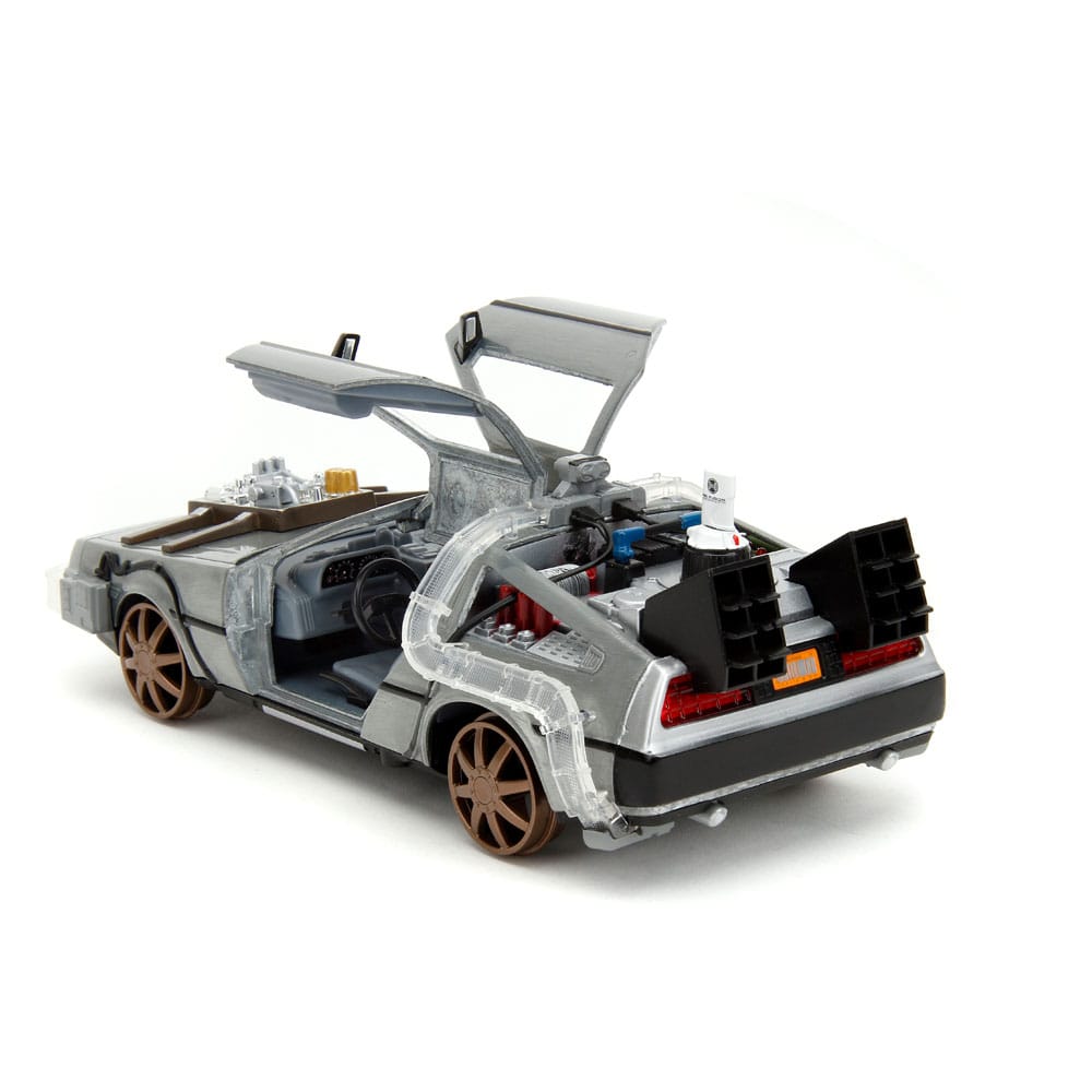 Zurück in die Zukunft III Hollywood Rides Diecast Modell 1/24 DeLorean Time Machine Railroad Wheels