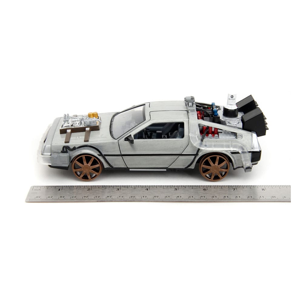 Zurück in die Zukunft III Hollywood Rides Diecast Modell 1/24 DeLorean Time Machine Railroad Wheels
