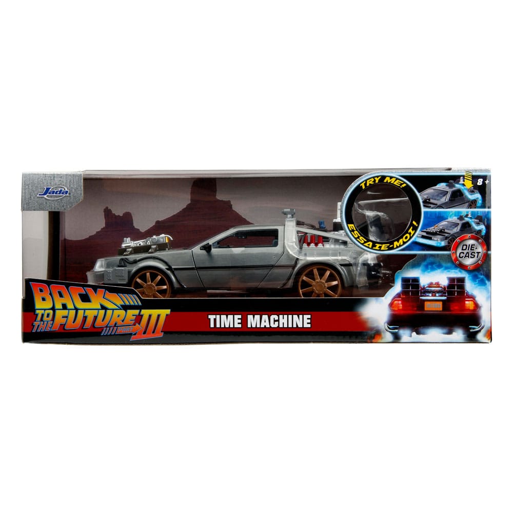 Zurück in die Zukunft III Hollywood Rides Diecast Modell 1/24 DeLorean Time Machine Railroad Wheels