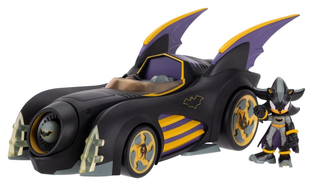 DC x Sonic - The Hedgehog Actionfigur mit Fahrzeug Shadow Batman & Batmobile 6 cm