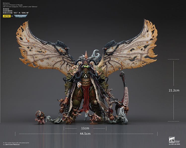 Warhammer 40k Actionfigur 1/18 Mortarion Daemon Primarch of Nurgle with Ancient weapons The Lantern and Silence 21 cm