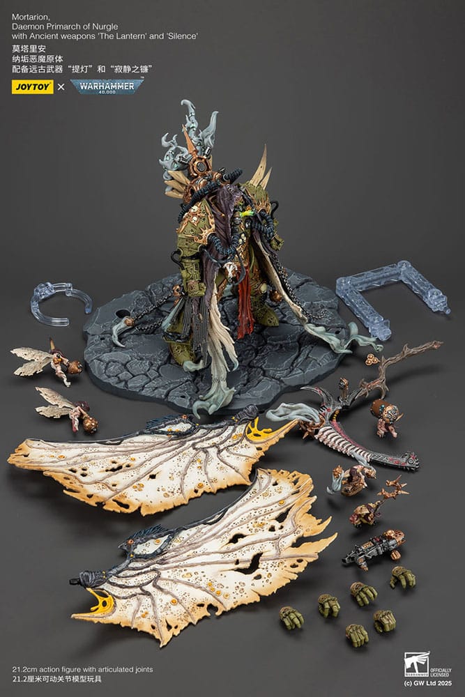 Warhammer 40k Actionfigur 1/18 Mortarion Daemon Primarch of Nurgle with Ancient weapons The Lantern and Silence 21 cm