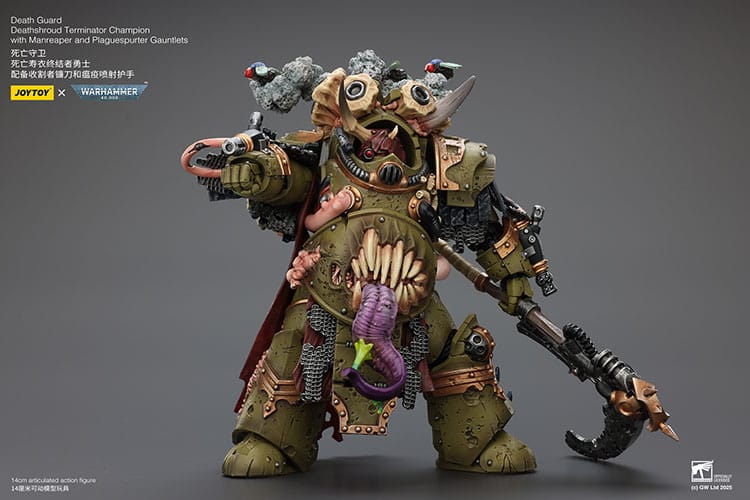 Warhammer 40k Actionfigur 1/18 Death Guard Deathshroud Terminator Championwith Manreaper and Plaguespurter Gauntlets 14 cm