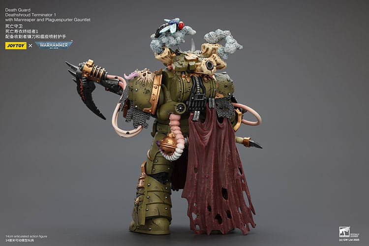 Warhammer 40k Actionfigur 1/18 Death Guard Deathshroud Terminator 1 with Manreaper and Plaguespurter Gauntlet 14 cm