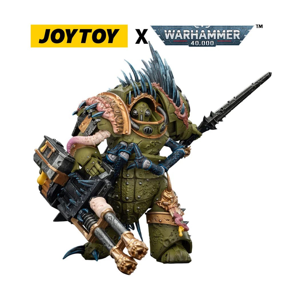 Warhammer 40,000 Actionfigur Death Guard Blightlord Terminator 1 with Reaper Autocannon and Bubotic Blades 14 cm