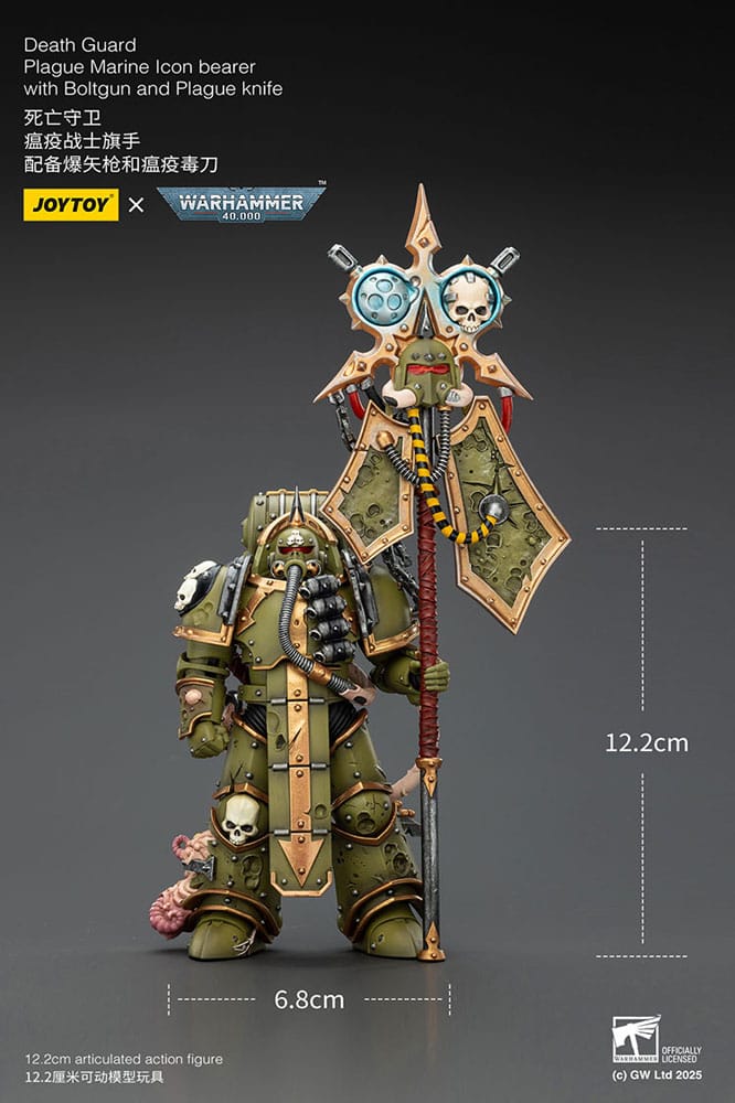 Warhammer 40,000 Actionfigur Death Guard Plague Marine Icon bearer with Boltgun and Plague knife 12 cm