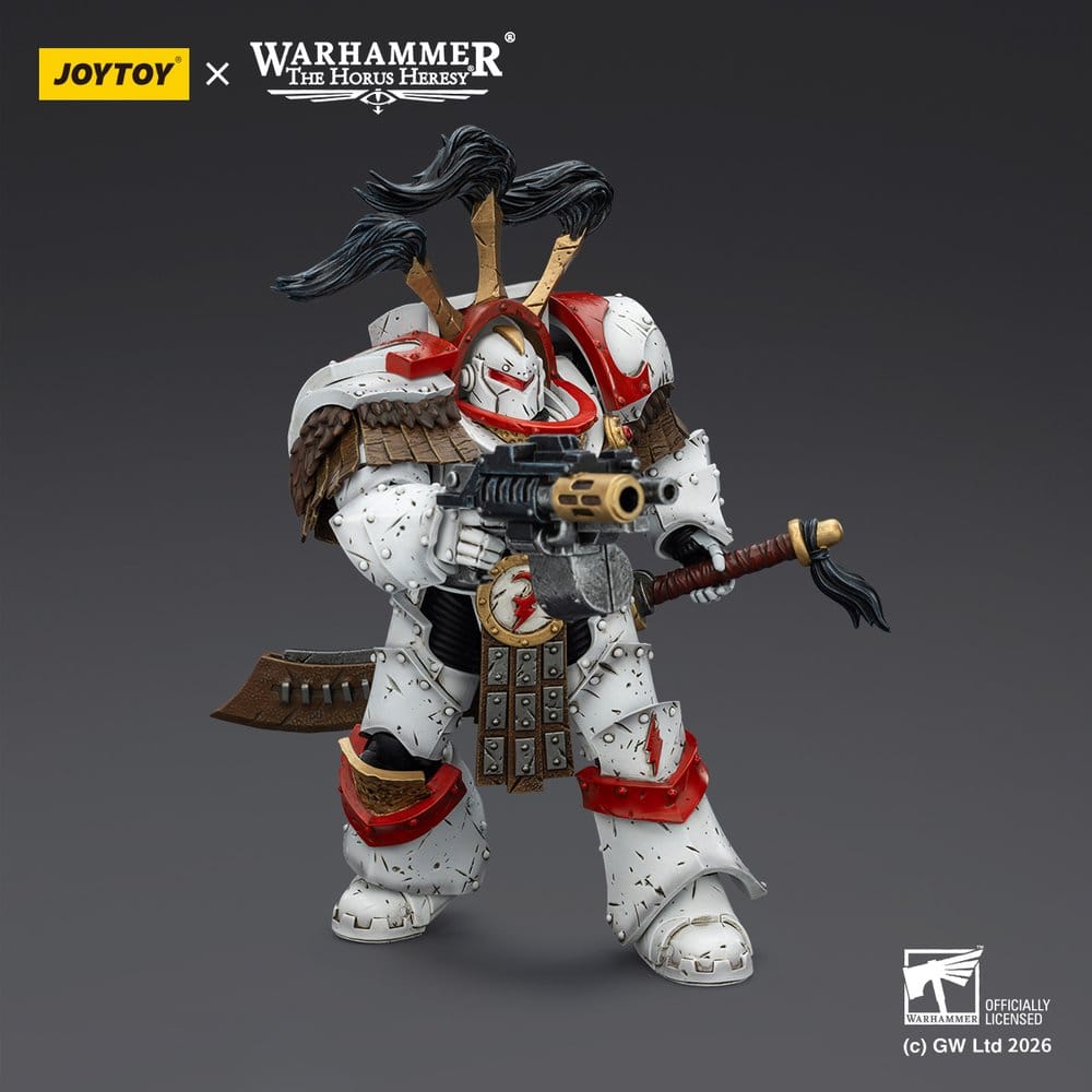 Warhammer 40,000 Actionfigur White Scars Legion Praetor in Cataphractii Terminator Armour with Cyber Hawk Chogorian sword and combi-melta 14 cm