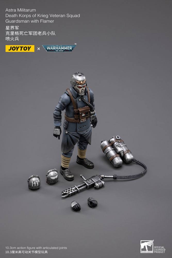 Warhammer 40k Actionfigur 1/18 Death Korps of Krieg Veteran Squad Guardsman with Flamer 10 cm