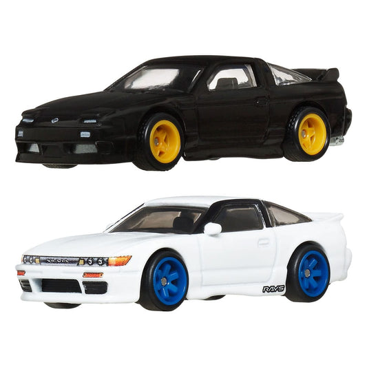 Hot Wheels Premium Car Culture Diecast Modellautos 2er-Pack 1/64 '96 Nissan 180SX Type X & Nissan SilEighty
