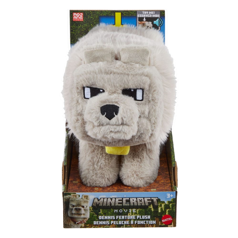 Ein Minecraft Film Plüschfigur mit Sound Dennis der Wolf 20 cm