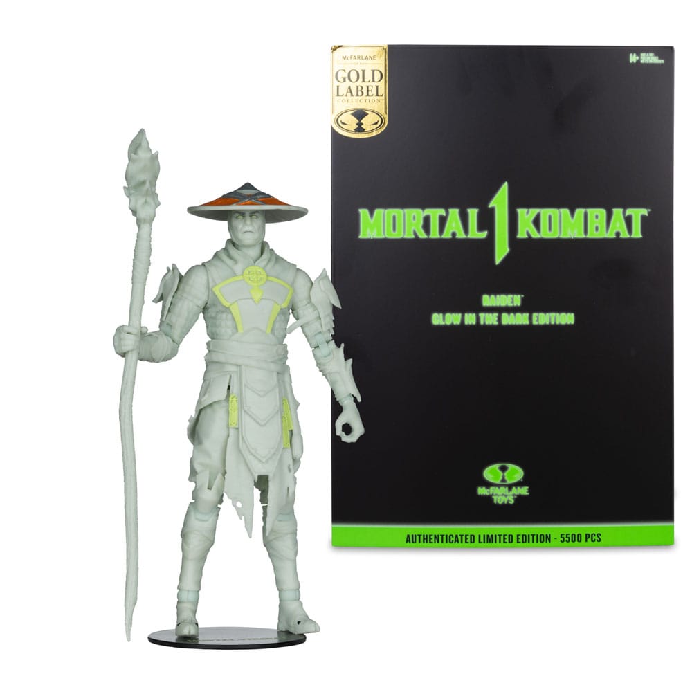 Mortal Kombat  Actionfigur Glow in the Dark Edition Raiden (Gold Label) 18 cm