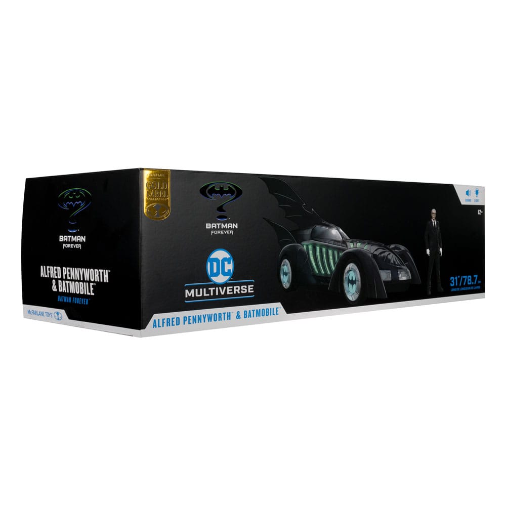 Batman Forever DC Multiverse Actionfigur mit Fahrzeug Alfred Pennyworth & Batmobile (Gold Label) 79 cm