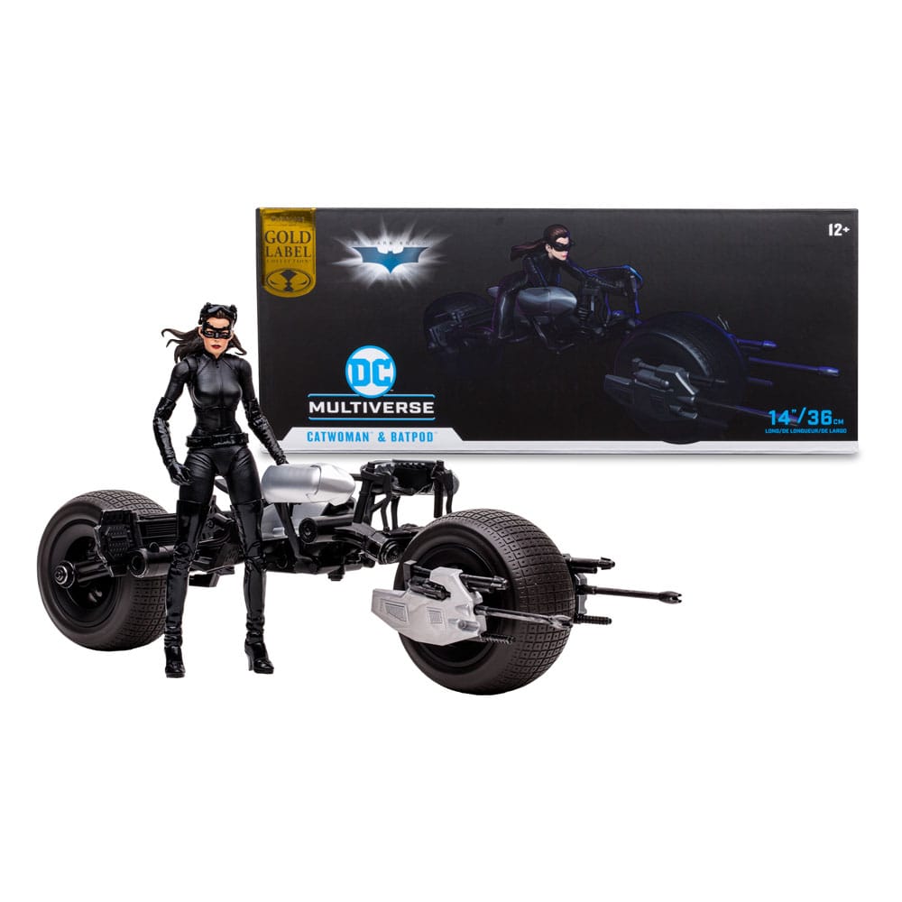 DC Multiverse Fahrzeug Batpod with Catwoman (The Dark Knight Rises)