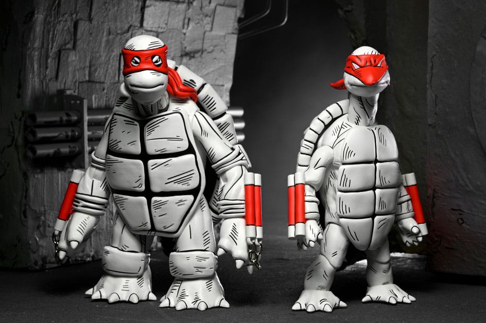 Teenage Mutant Ninja Turtles (Mirage Comics) Actionfiguren 2er-Pack Black and White First Turtles 18 cm