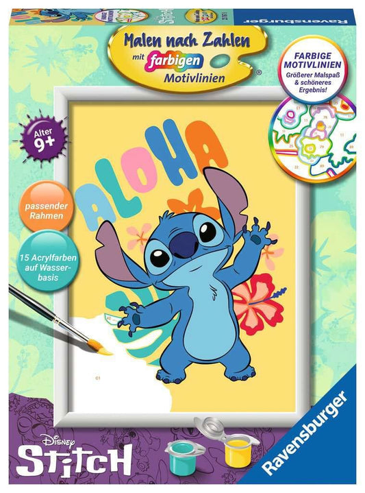 Disney Malen nach Zahlen Malset Aloha Stitch 18 x 24 cm *Deutsche Version*