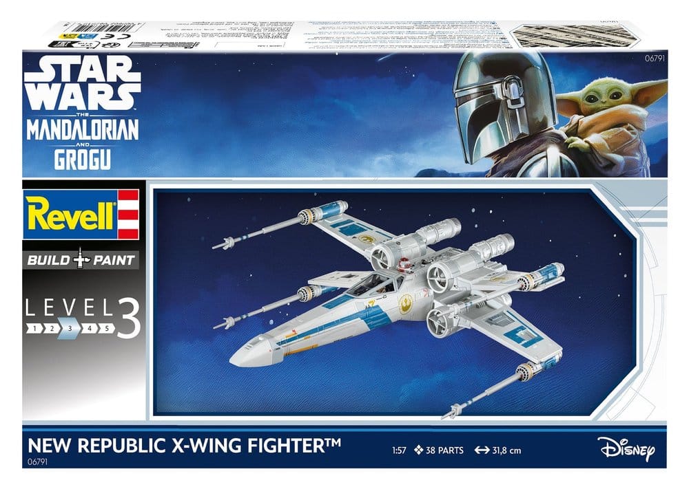 Star Wars The Mandalorian and Grogu Revell Modellbausatz 1/57 New Republic X-Wing Fighter 22 cm