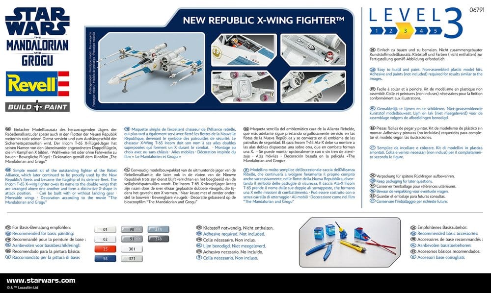 Star Wars The Mandalorian and Grogu Revell Modellbausatz 1/57 New Republic X-Wing Fighter 22 cm